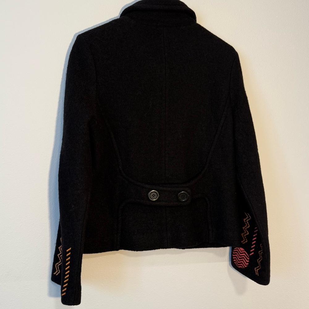 Carson Wool Coat with Embroidery Black Yellow Orange Red Fully Lined - Picture 8 of 8